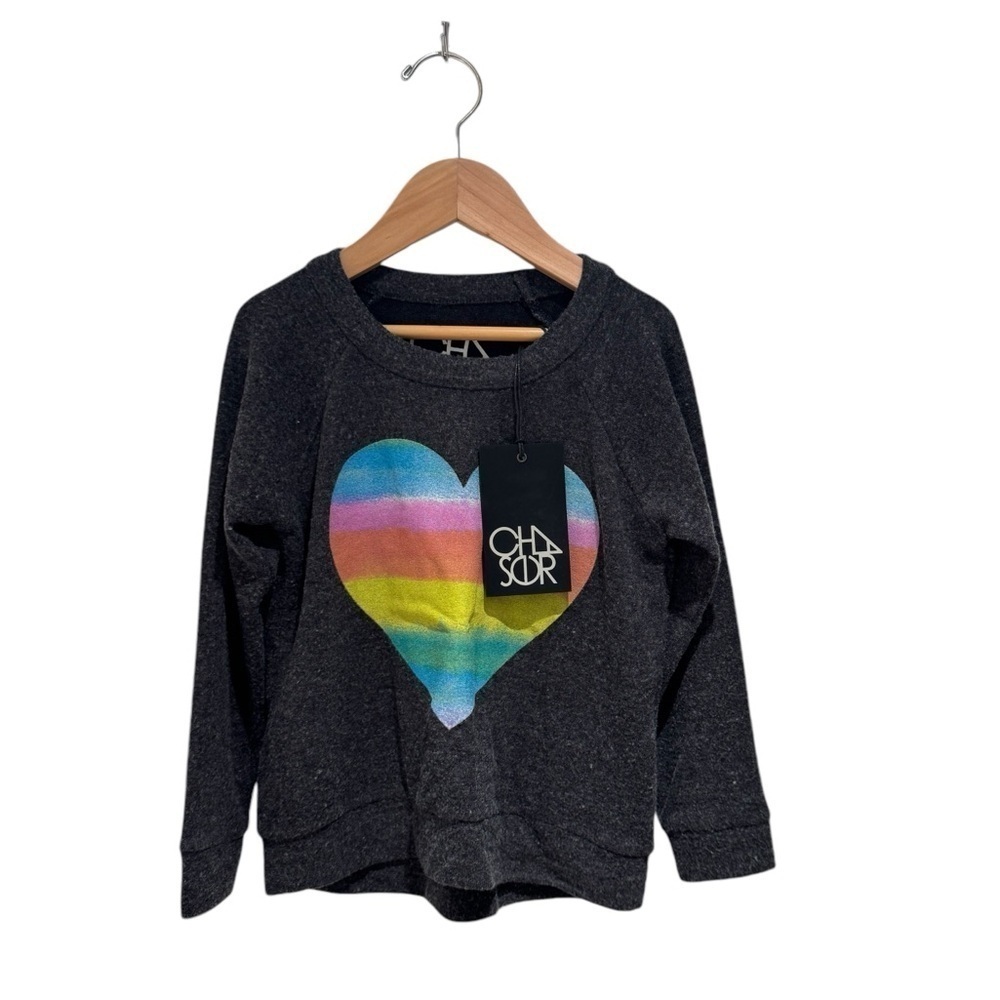 CHASER grey heart print fleecy sweatshirt - size 6
